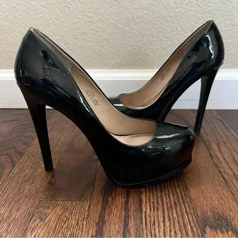 Pour La Victoire Black Irina Patent Leather Platform Pumps Heels Wm Size 7 $250